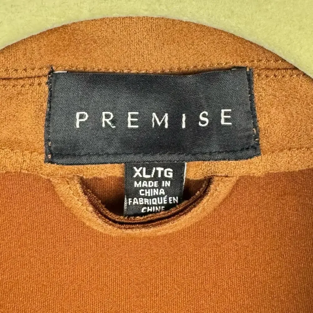 Premise Tan Faux Leather Suede Open Front Pocket‎ Soft Lightweight Jacket Sz XL